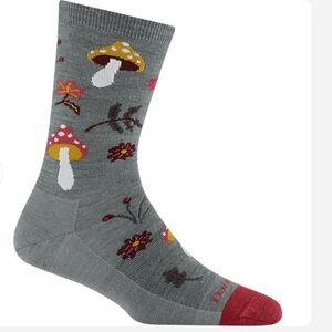 Darn Tough Women's Merino Wool Crew Socks - Green Mushroom Pattern